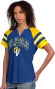 STARTER Women's Starter Royal Los Angeles Rams Game On Notch Neck Raglan T-Shirt