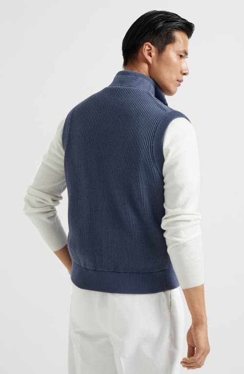 Brunello Cucinelli Suede-cotton Gilet In Denim