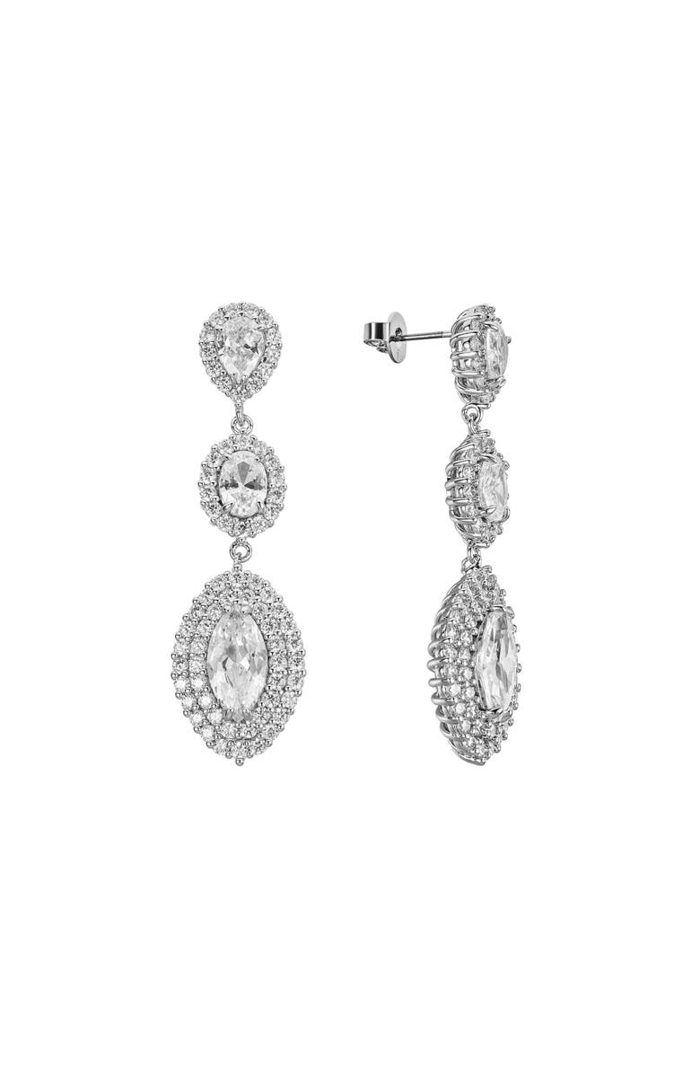 Untamed Petals Annette Crystal Drop Earrings, Main, color, Silver