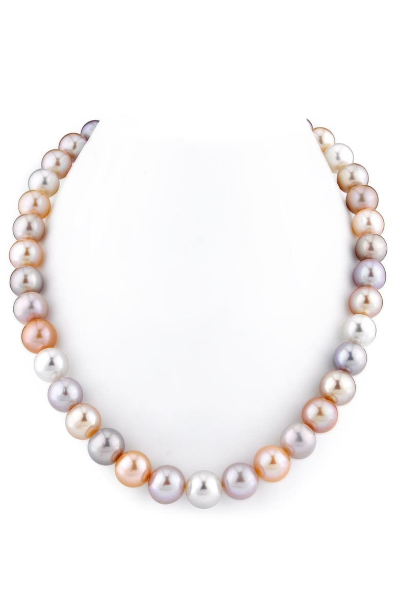10.5-11.5mm Freshwater Multicolor Pearl Necklace - AAA Quality, Main, color, Yellow Gold Clasp
