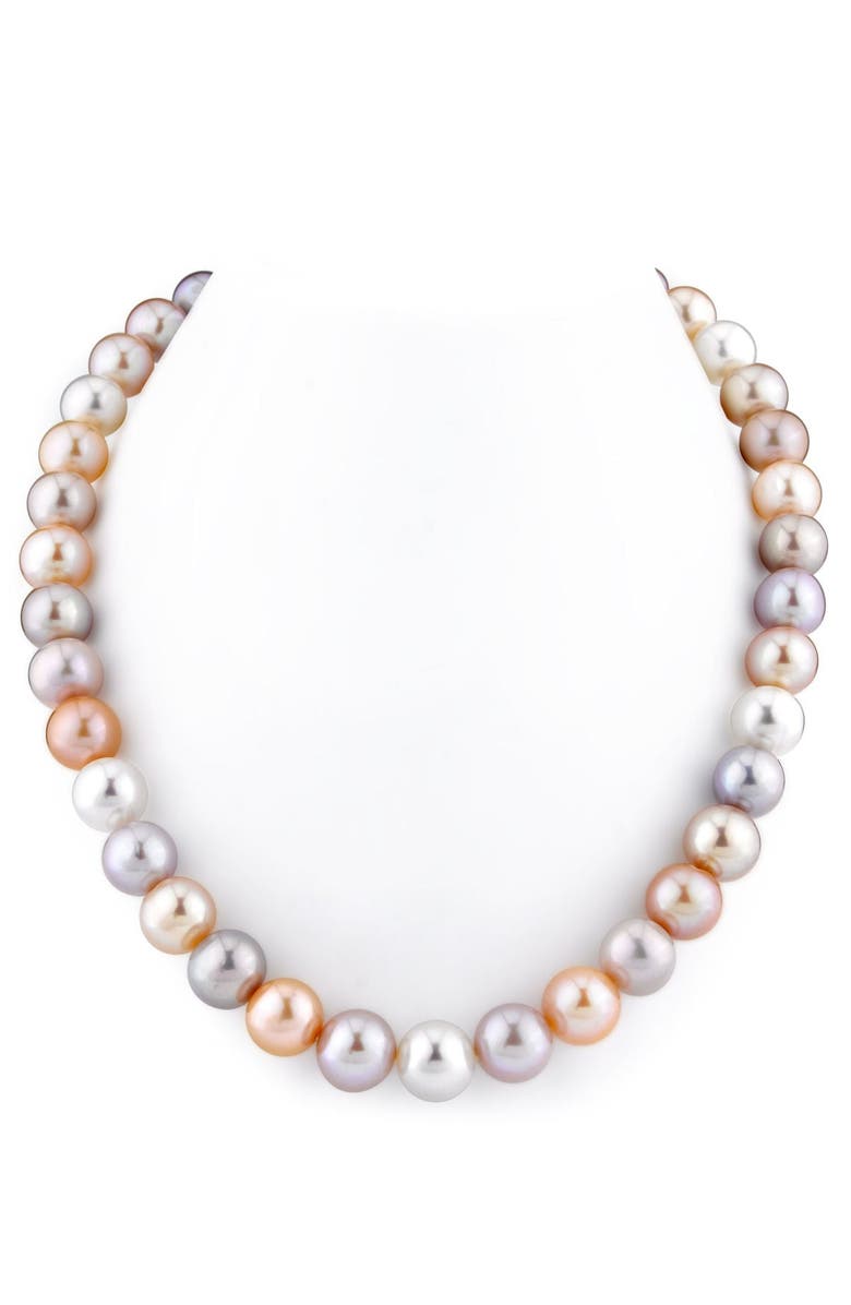 The Pearl Source 10.5-11.5mm Freshwater Multicolor Pearl Necklace - AAA Quality, Main, color, White Gold Clasp