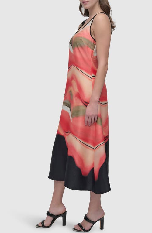 Shop Dkny Print Sleeveless Midi Dress In Brushed Marble