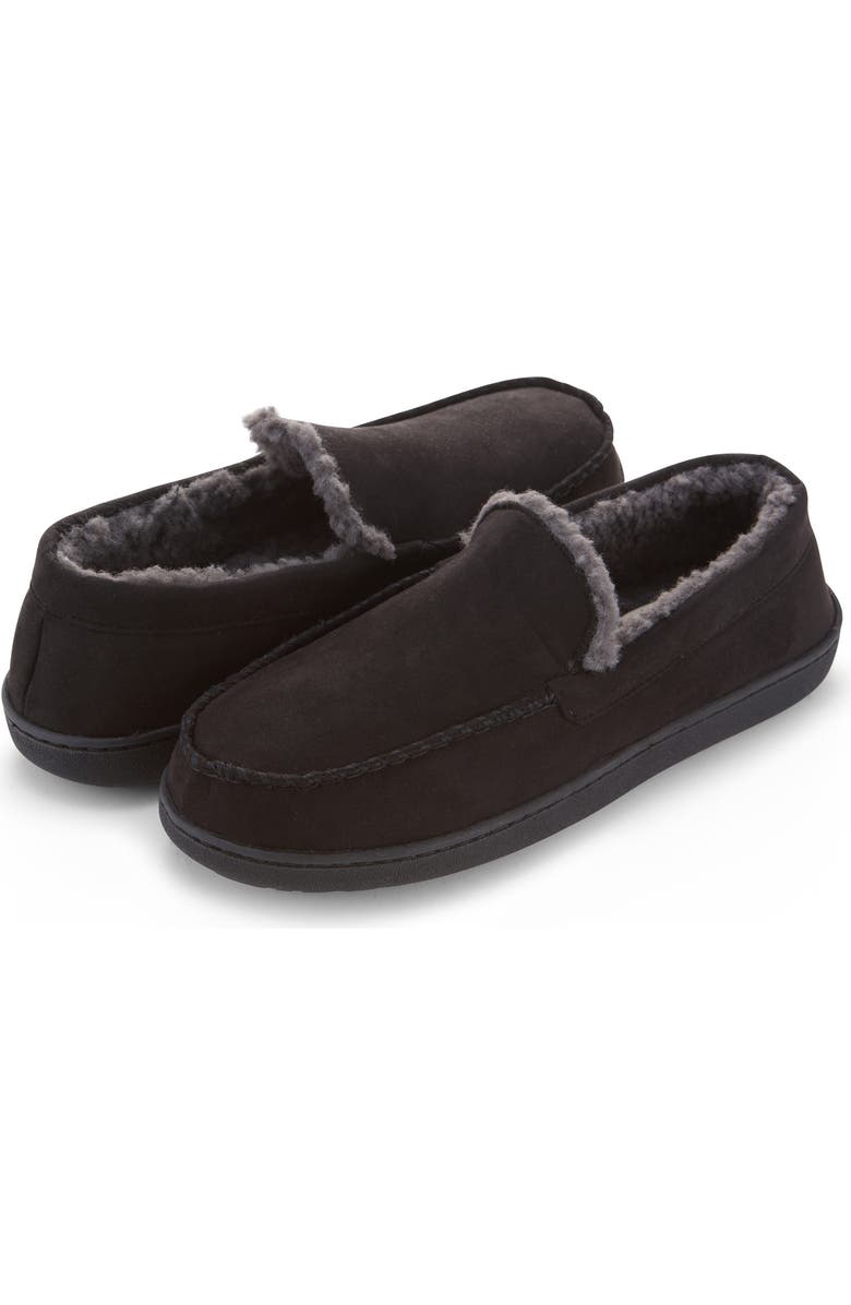 FLOOPI Faux Fur Trimmed Slipper, Alternate, color, Black