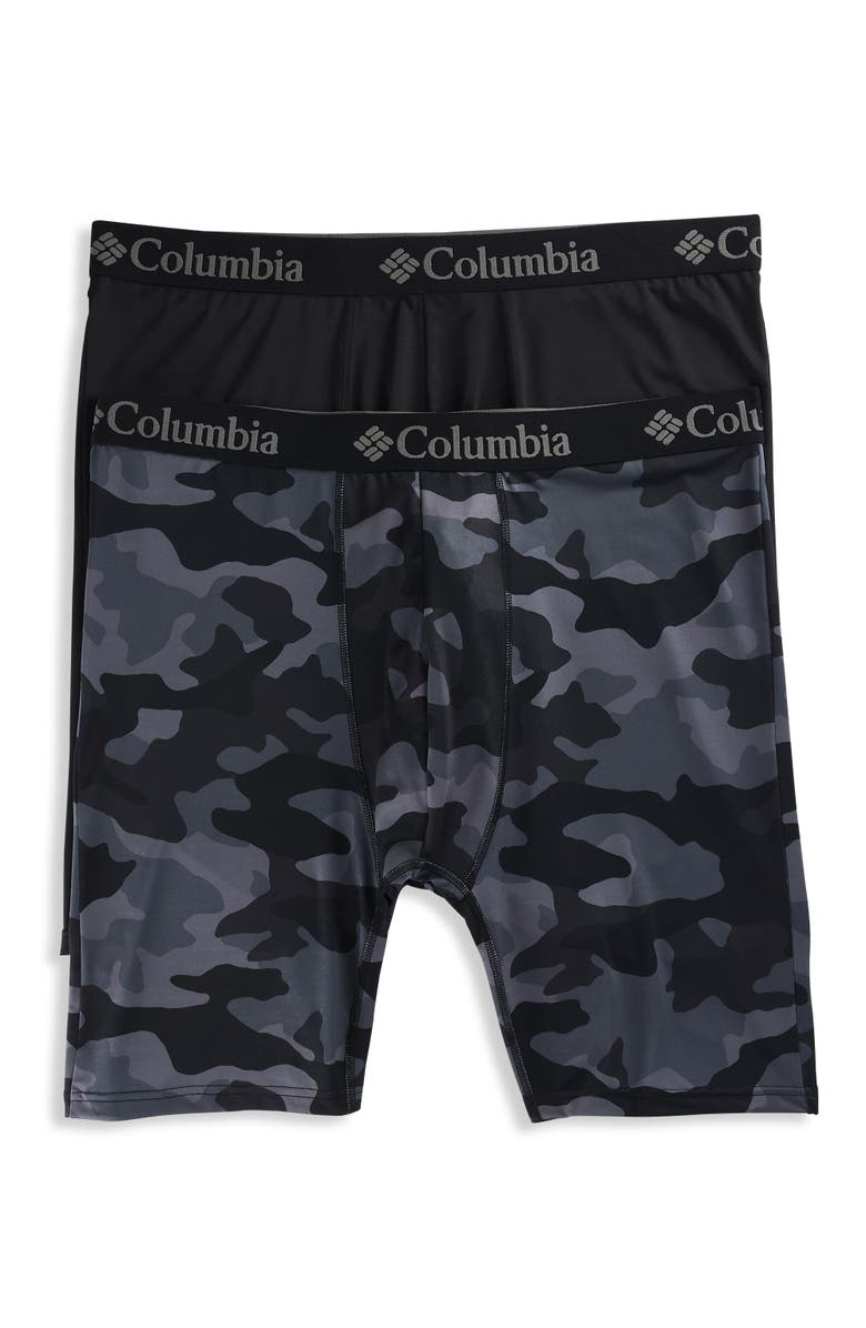 Columbia 2-pk Performance Boxer Briefs, Main, color, Camo Black