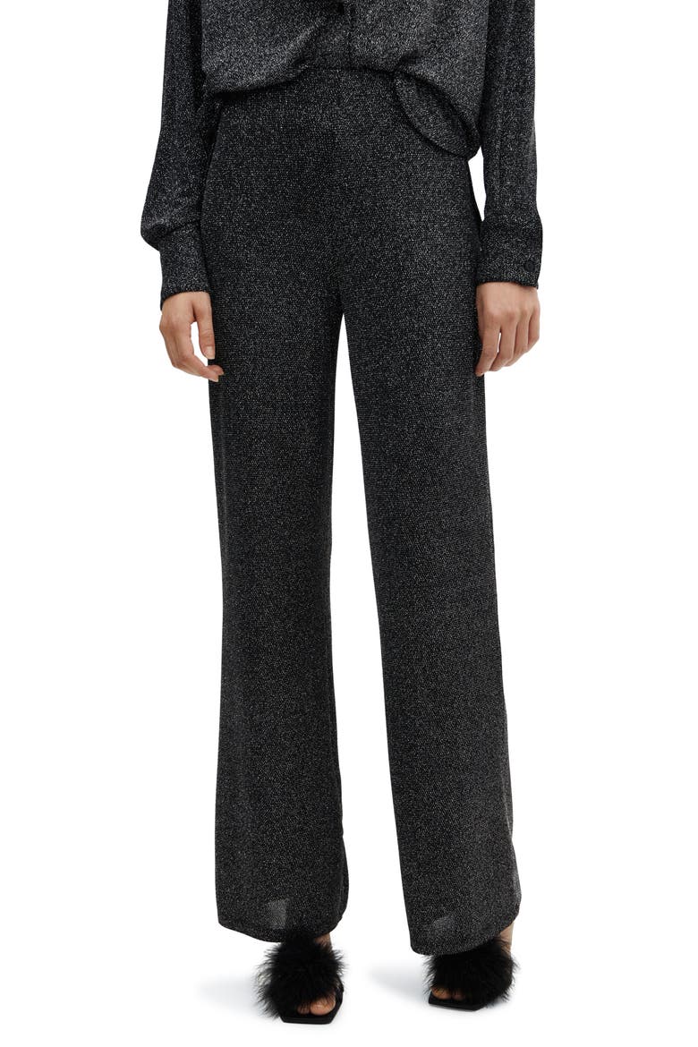 Metallic High Waist Straight Leg Pants, Main, color, SILVER