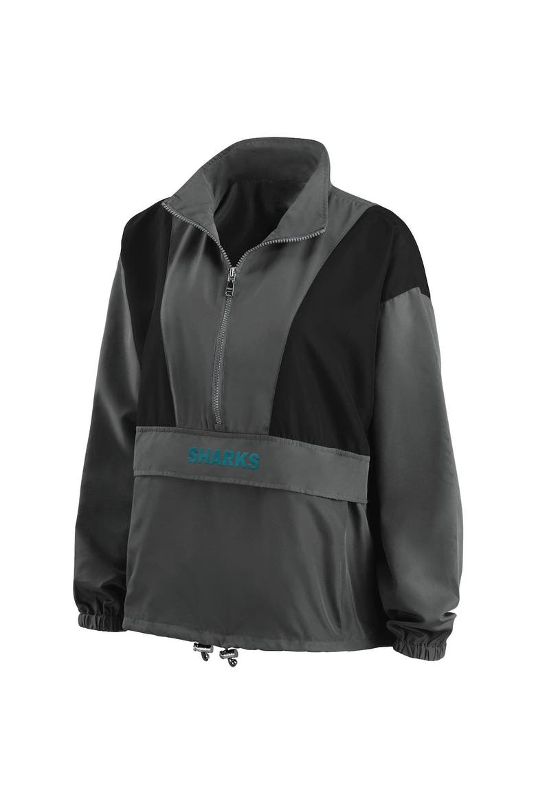 Women's WEAR by Erin Andrews Charcoal San Jose Sharks Popover Packable Half-Zip Jacket, Alternate, color, Charcoal