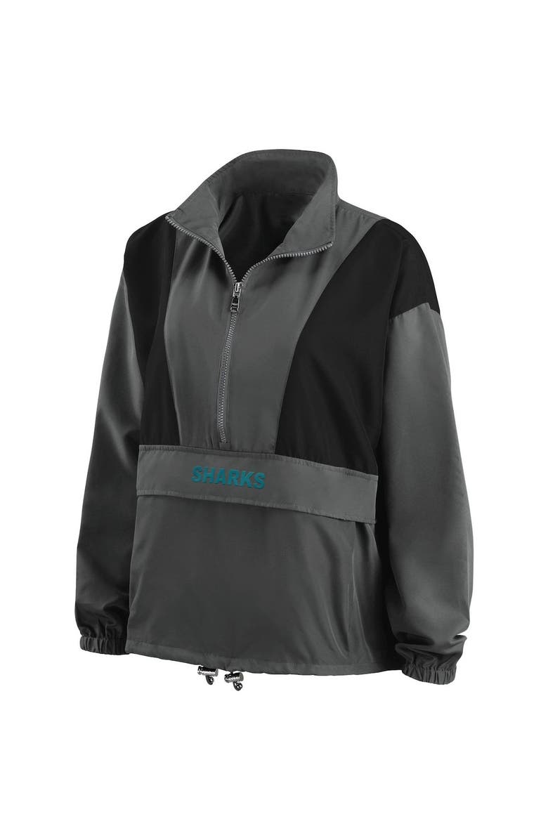 WEAR by Erin Andrews Women's WEAR by Erin Andrews Charcoal San Jose Sharks Popover Packable Half-Zip Jacket, Alternate, color, 