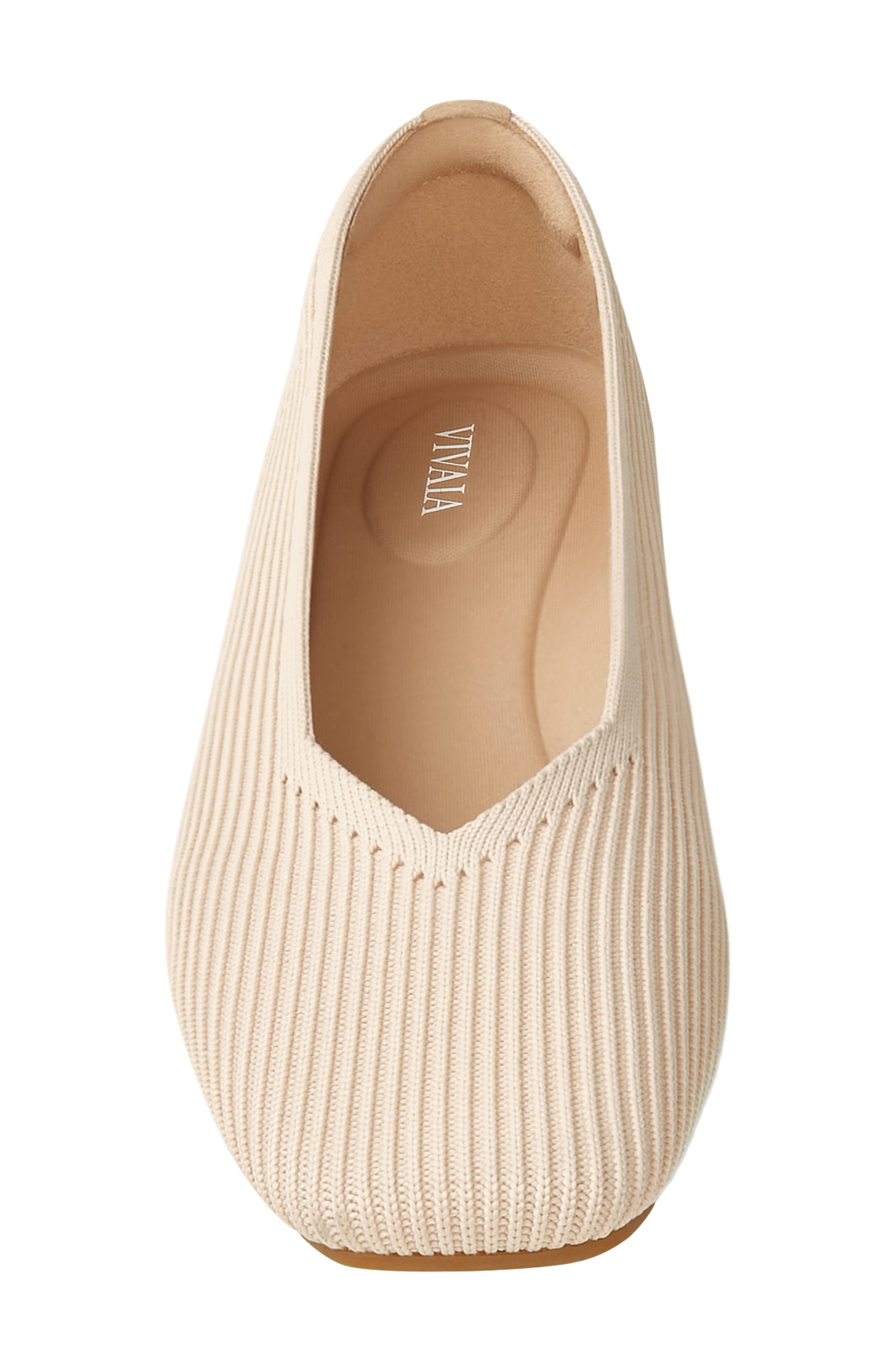 Margot 2.0 Square-Toe V-Cut Flats, Alternate, color, ALMOND