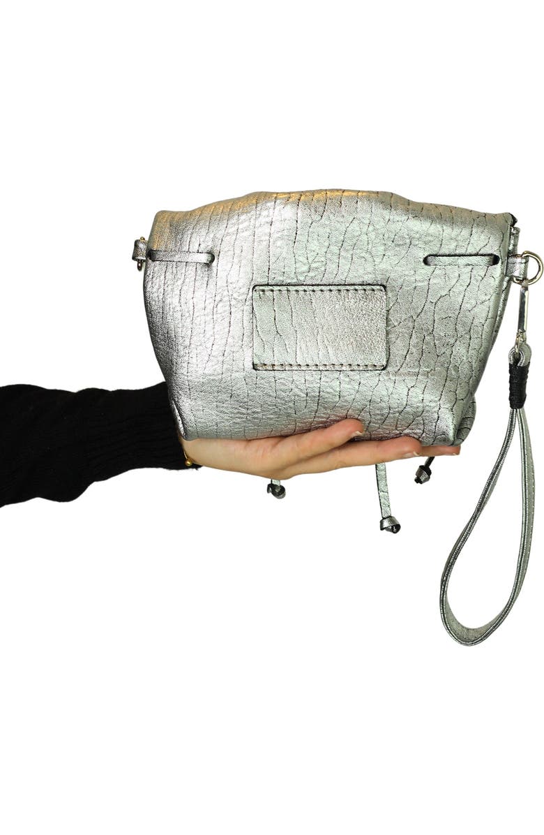Carlos Falchi Mini Butterfly Lambskin Convertible Crossbody Bag, Alternate, color, Liquid Silver