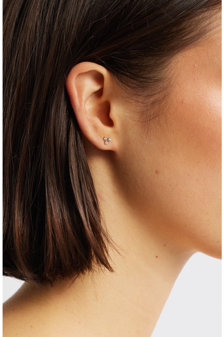Cubic Zirconia Stud Earrings, Alternate, color, GOLD FILL