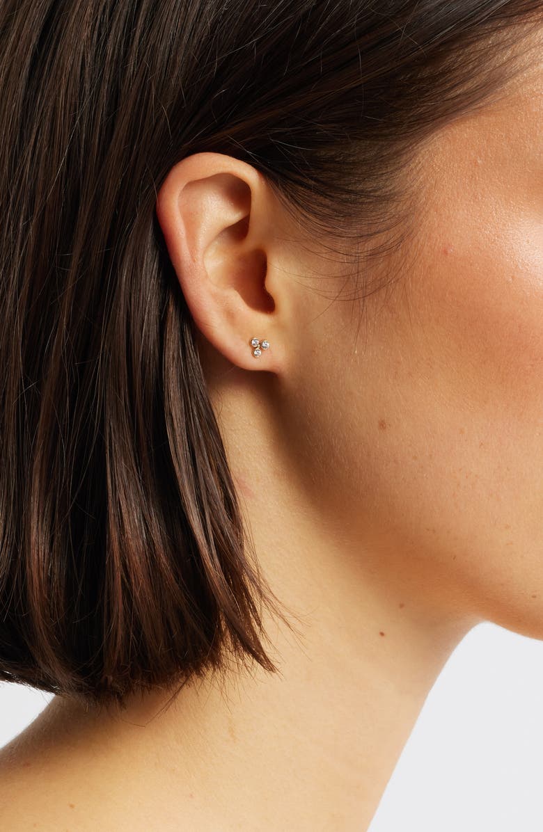 Nashelle Cubic Zirconia Stud Earrings, Alternate, color, Gold Fill