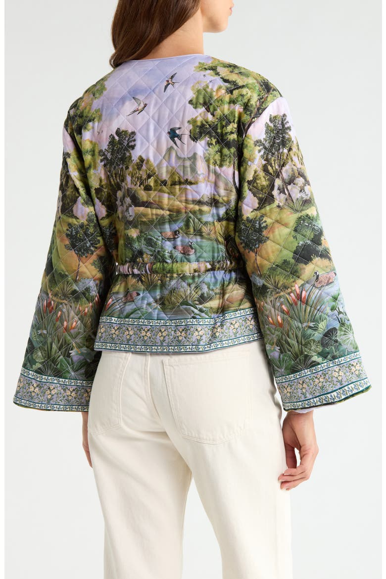 Countryside Landscape Quilted Cotton Jacket, Alternate, color, GREEN