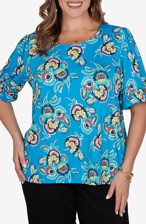 Floral Puff Sleeve Jersey Top