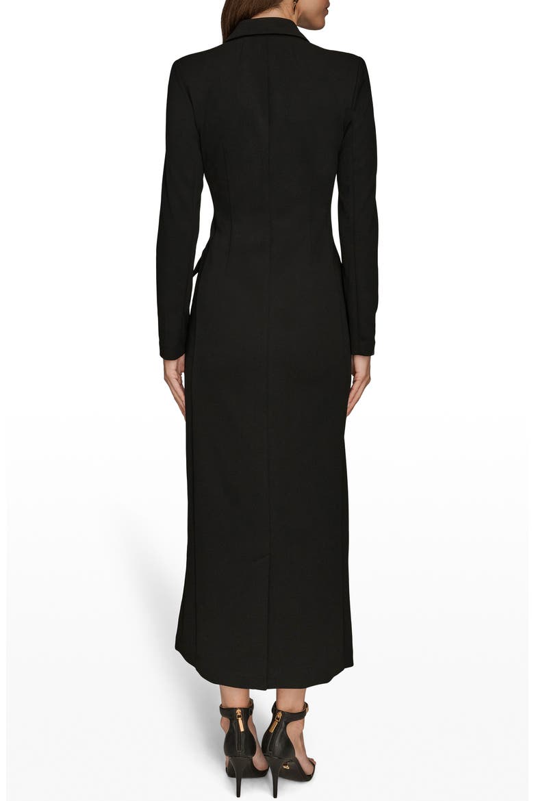 Double Breasted Long Sleeve Crepe Blazer Gown, Alternate, color, BLACK/ BLACK