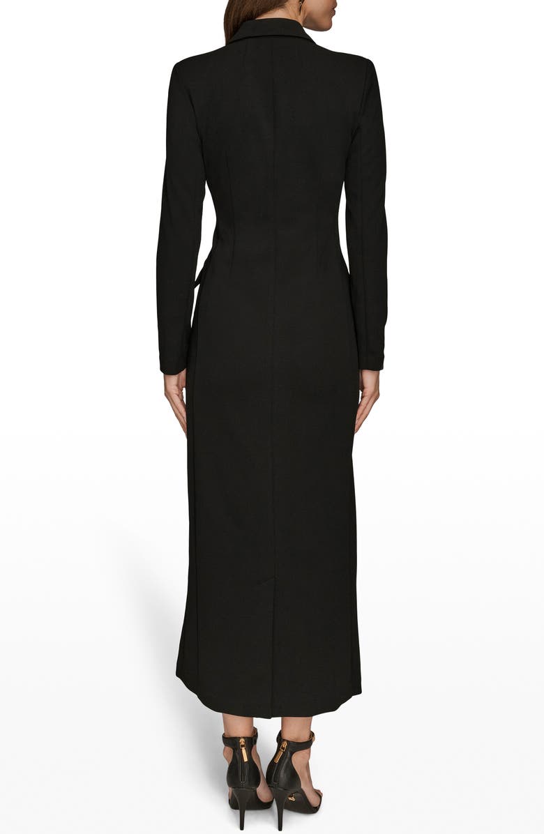 Donna Karan New York Double Breasted Long Sleeve Crepe Blazer Gown, Alternate, color, Black/ Black