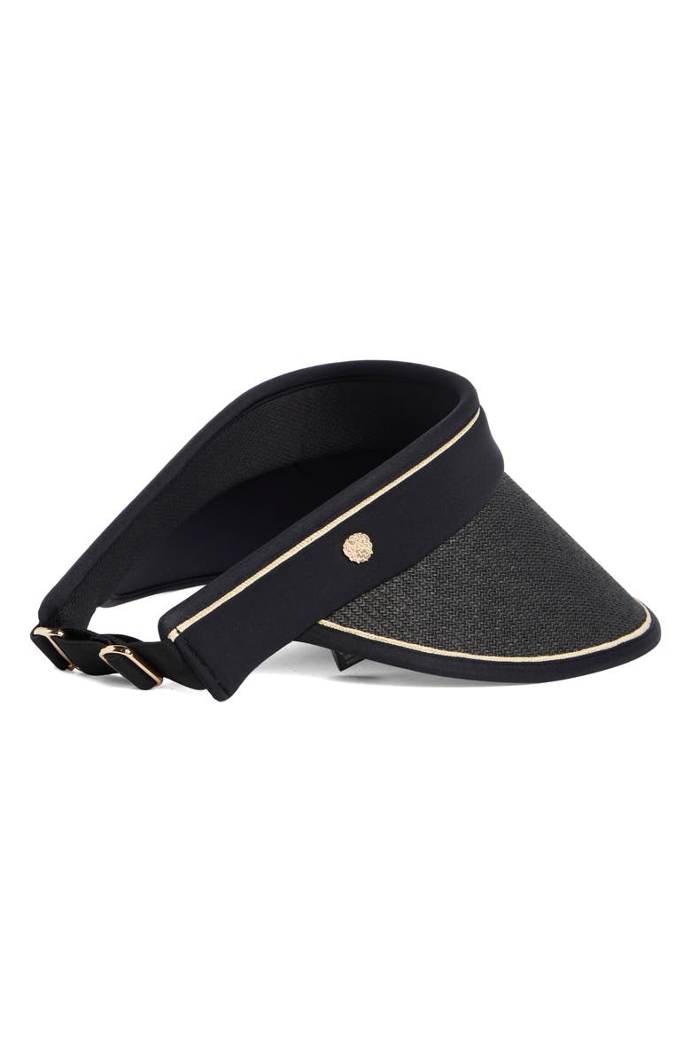 Vince Camuto Roll-Up Straw Visor, Alternate, color, Black