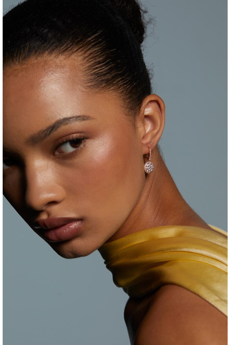 Crushed Pavé Round Drop Earrings, Alternate, color, GOLD