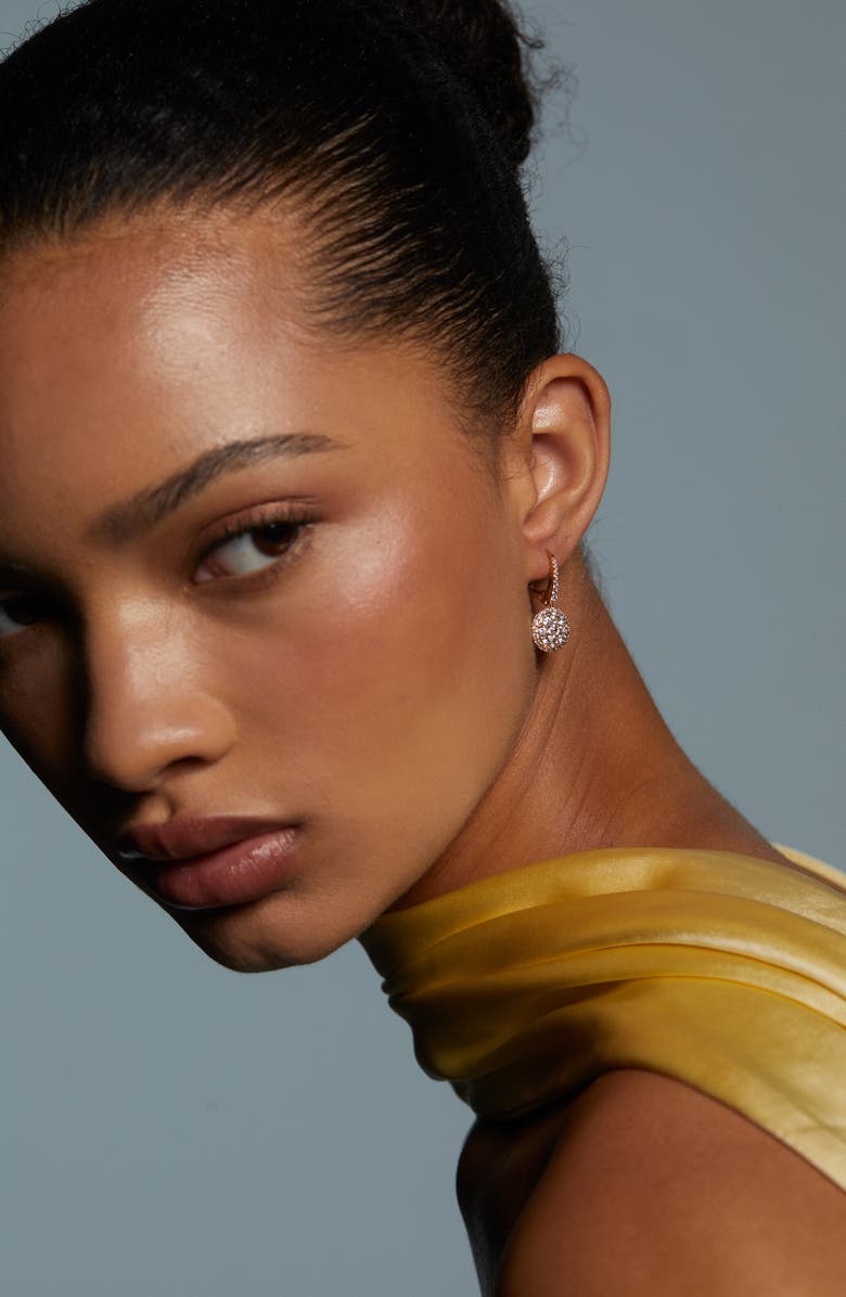 Nadri Crushed Pavé Round Drop Earrings, Alternate, color, Gold