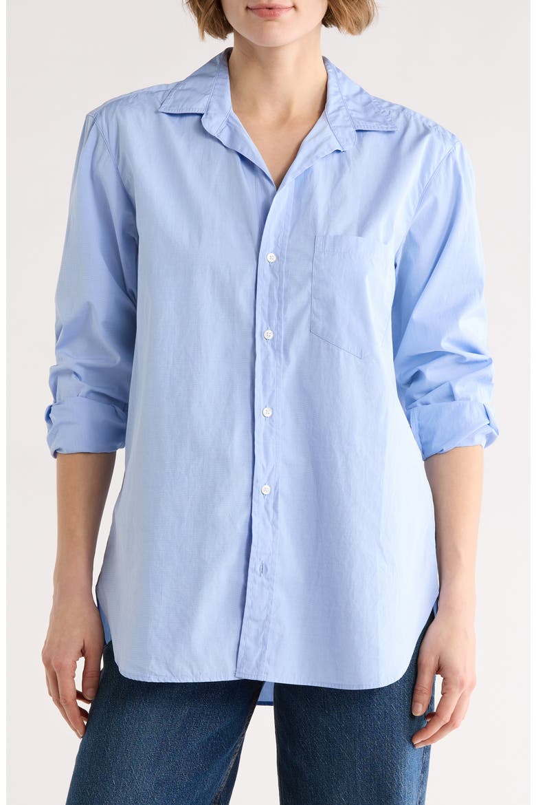 Boyfriend Cotton Button-Up Shirt, Main, color, SHIRTING BLUE W/ WHITE BIB