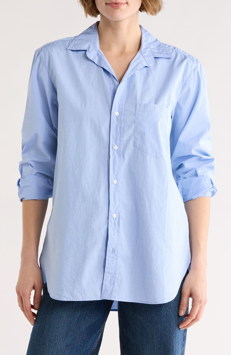 Frank & Eileen Boyfriend Cotton Button-Up Shirt, Main, color, Shirting Blue W/ White Bib