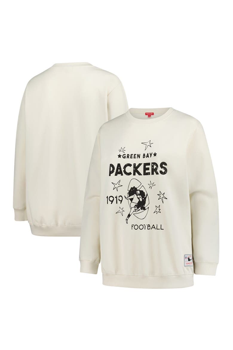 Women's Mitchell & Ness Cream Green Bay Packers Plus Size Shooting Star Sweatshirt, Main, color, Cream