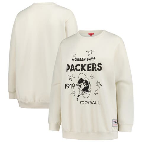 Women's Mitchell & Ness Cream Green Bay Packers Plus Size Shooting Star Sweatshirt