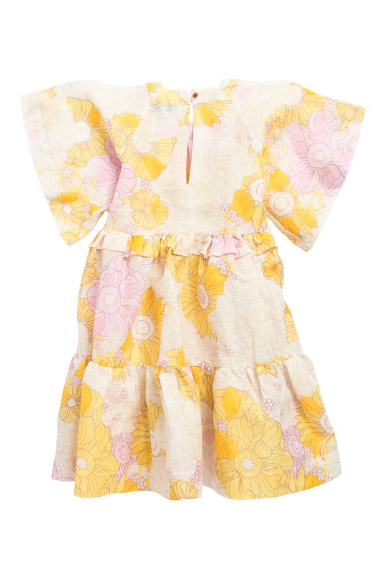 Kids' Allie Jr. Floral Linen Dress, Alternate, color, YELLOW PRINT