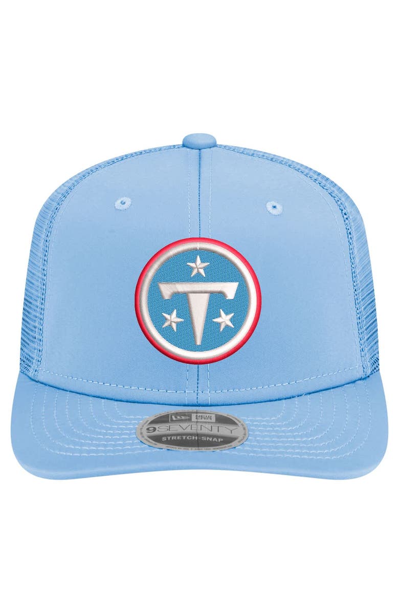 New Era Men's New Era  Light Blue Tennessee Titans Primary Logo 9SEVENTY Trucker Adjustable Hat, Alternate, color, Light Blue