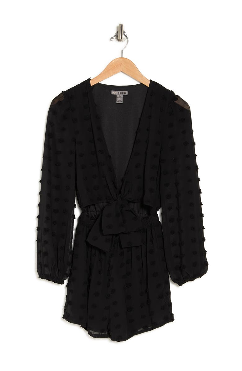 Love By Design Priyanka Swiss Dot Chiffon Front Tie Romper, Alternate, color, 