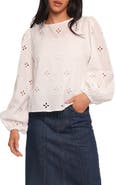 Petal & Pup Aggie Embroidered Eyelet Balloon Sleeve Top