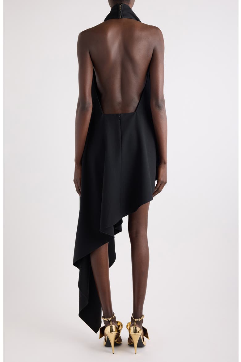 Wool Asymmetric Halter Dress, Alternate, color, BLACK
