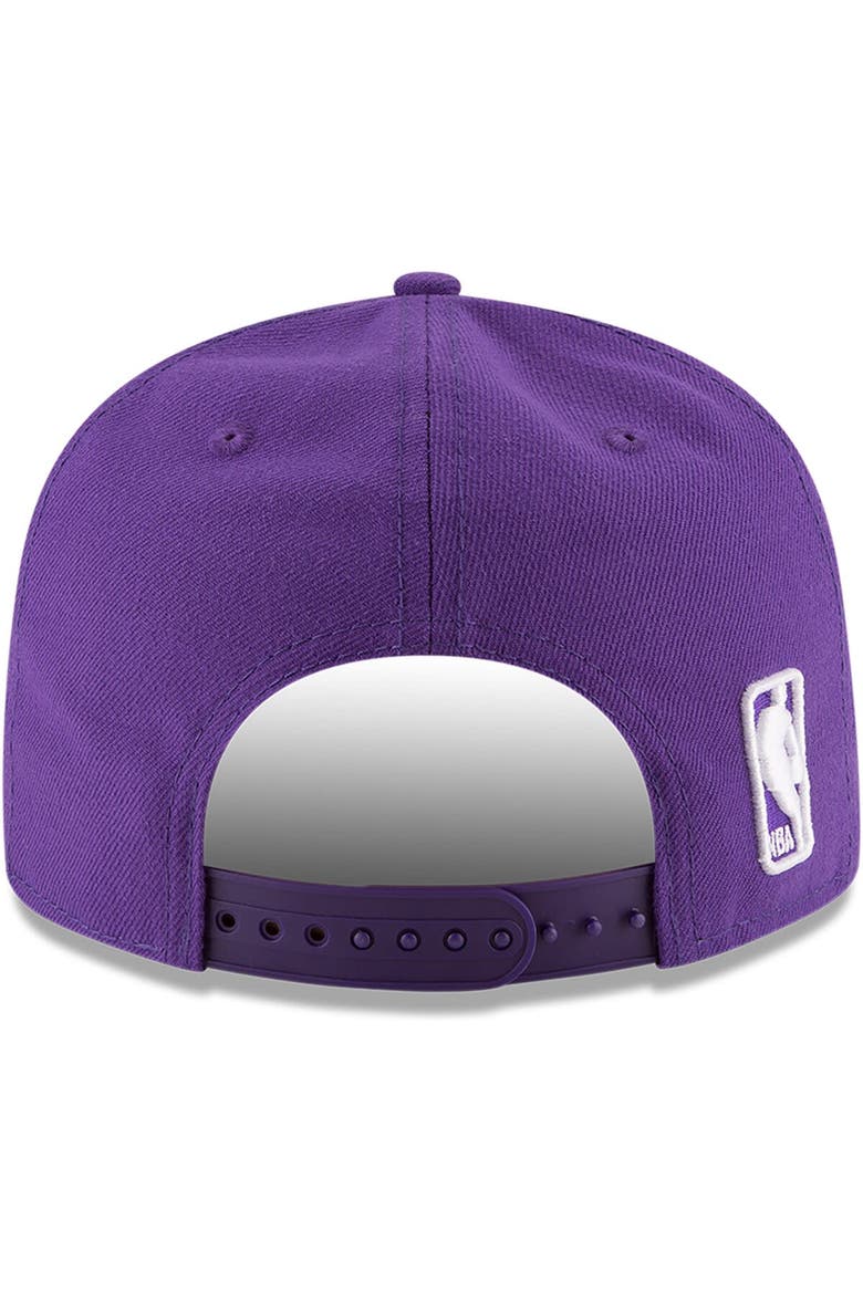 Men's New Era Purple Los Angeles Lakers Official Team Color 9FIFTY Snapback Hat, Alternate, color, Purple