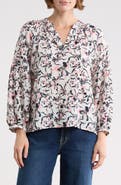 Caslon® Long Sleeve Printed Popover Top