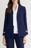 KASPER Collarless Open Front Jacket