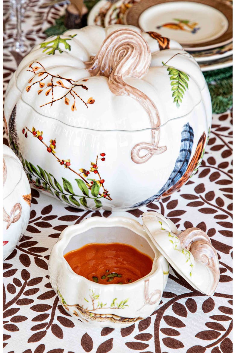 Forest Walk Lidded Pumpkin Soup Bowl, Alternate, color, CAFE AU LAIT