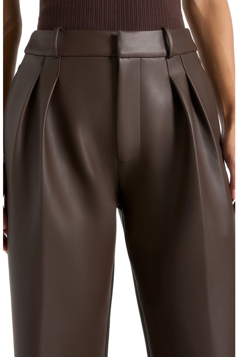 Julie Leather Twin Pleat Trousers, Alternate, color, Brown