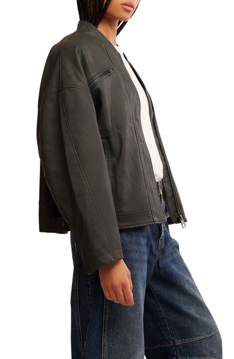 Free People Vinny Faux Leather Bomber Jacket, Alternate, color,