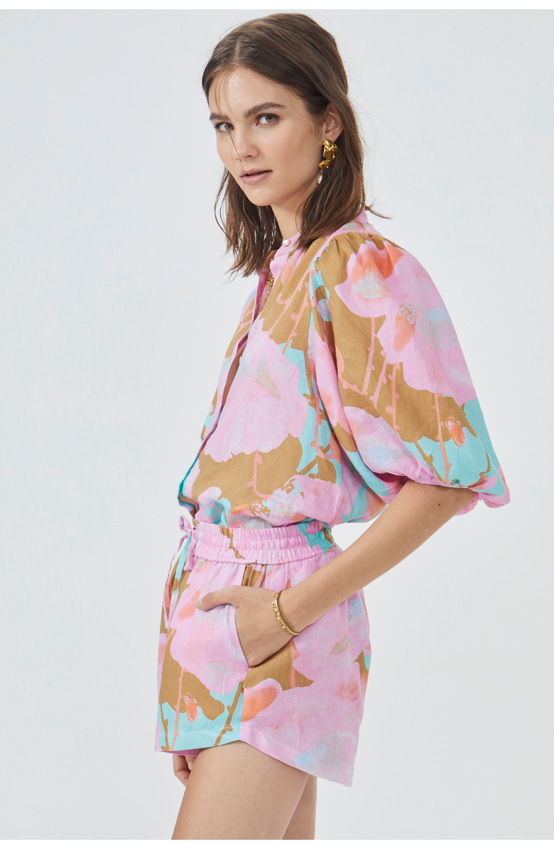 LANHTROPY Bubble Linen Shirt, Alternate, color, Aquarela