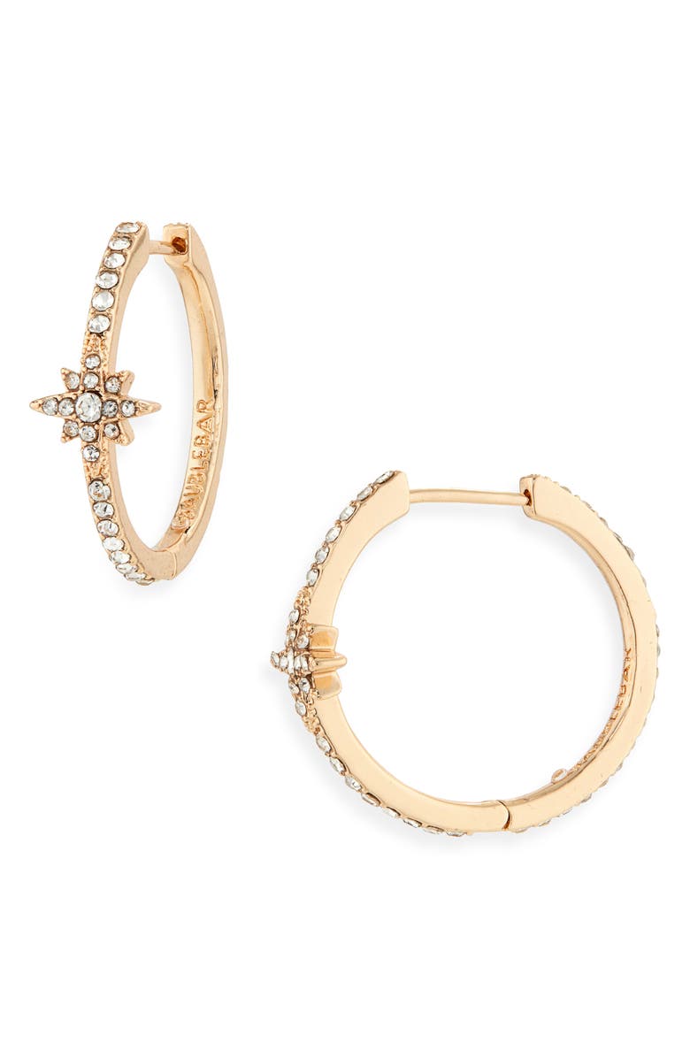 BaubleBar Astrid Celestial Hoop Earrings, Main, color, Clear/Gold