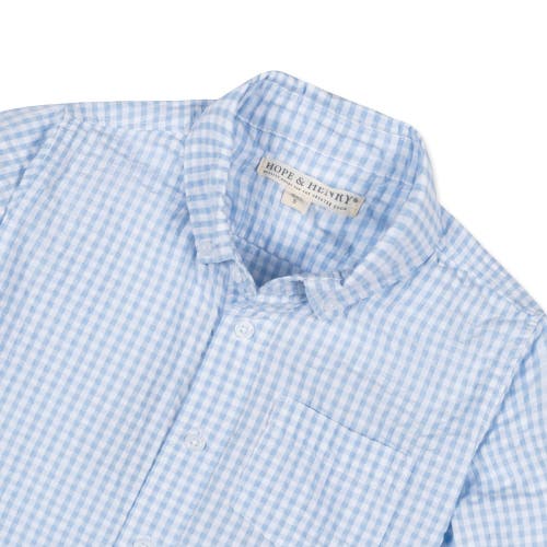 Hope & Henry Boys' Organic Seersucker Shirt, Kids In Classic Blue Gingham
