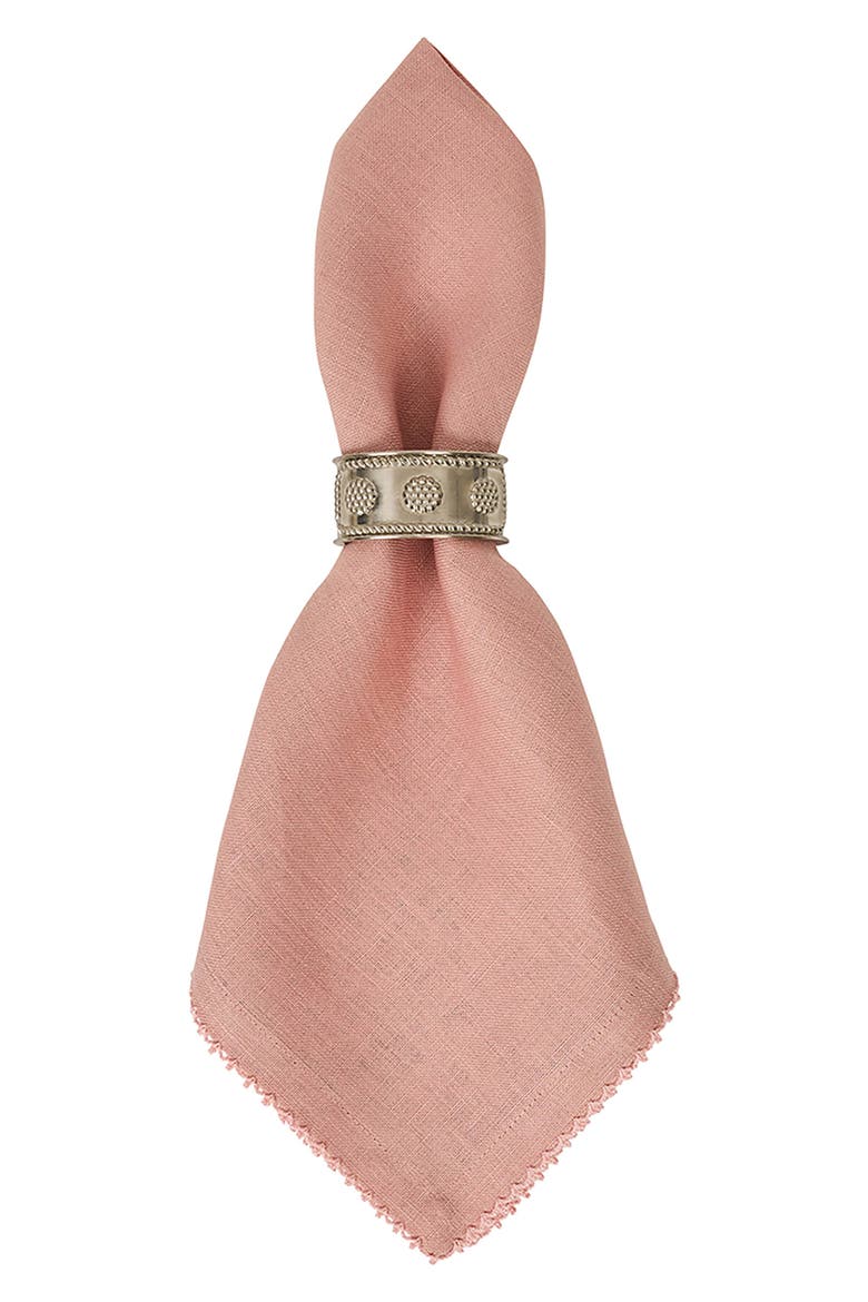 Set of 4 Berry Scallop Linen Napkins, Alternate, color, PINK