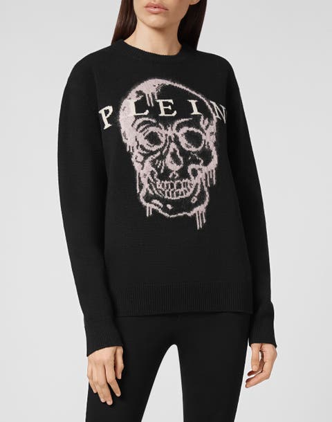 Pullover Round Neck Skull Women
