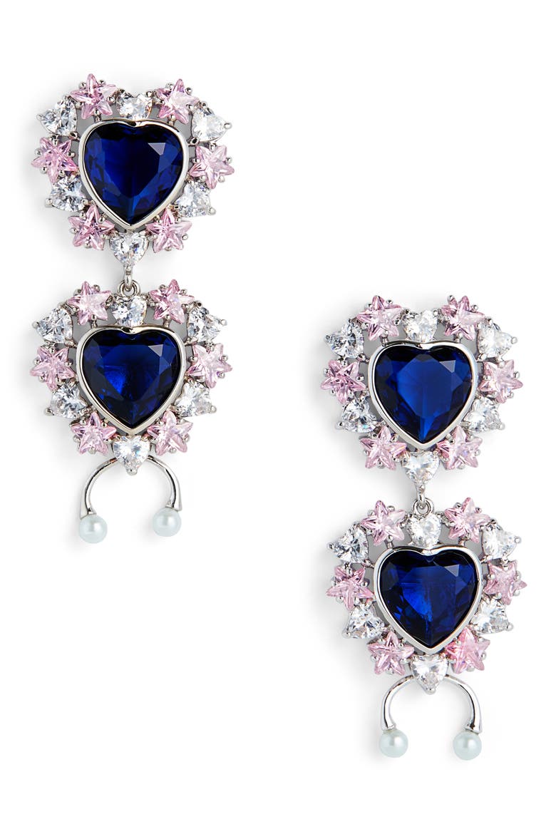 Studded Heart Earrings, Main, color, RHODIUM BRASS