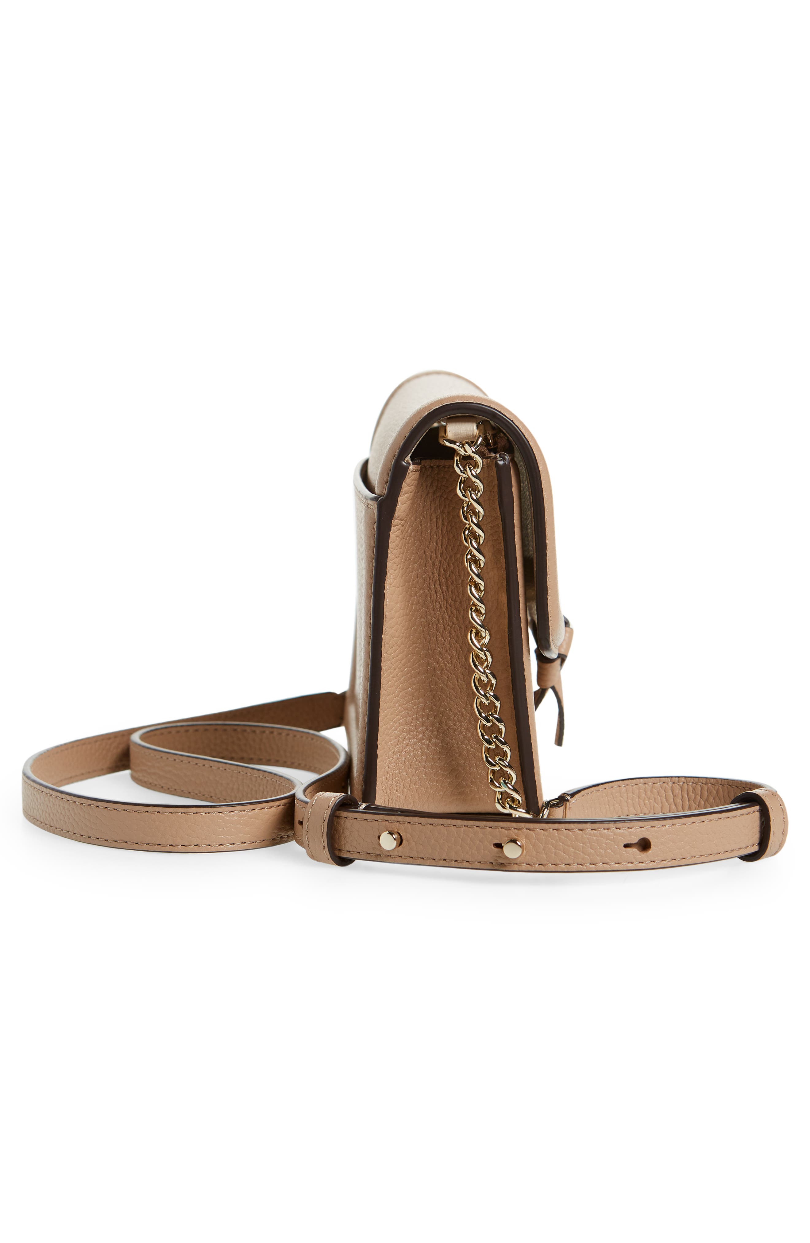 knott leather flap crossbody bag, Alternate, color, RAW PECAN