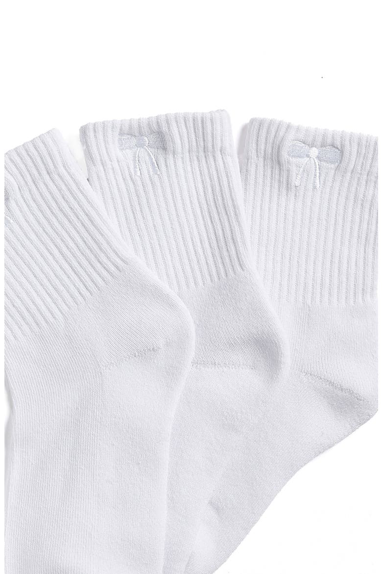 Bow 3-Pack Cushioned Crew Socks, Alternate, color, WHITE