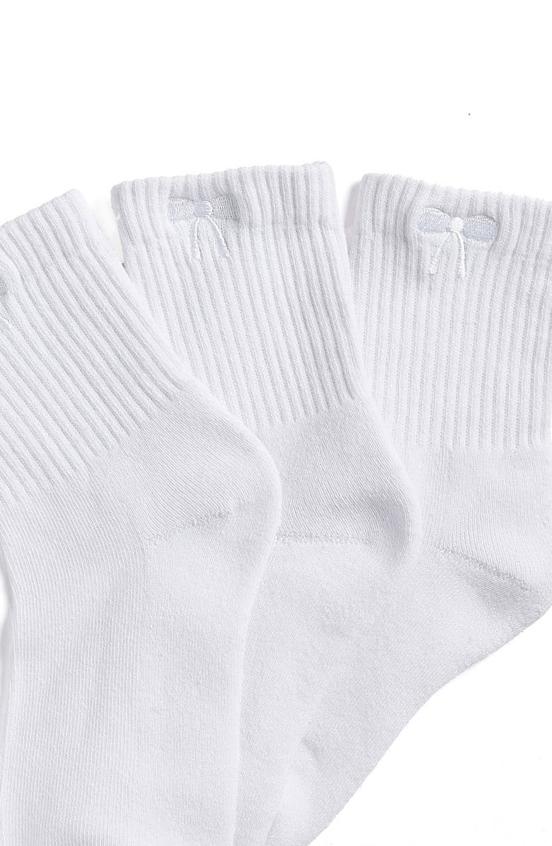 Stems Bow 3-Pack Cushioned Crew Socks, Alternate, color, White