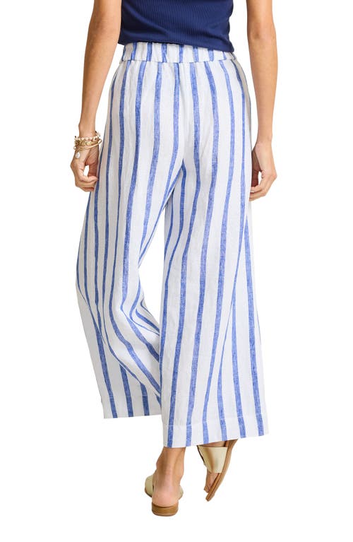 Tommy Bahama Isla Sol Two Palms Crop Wide Leg Linen Pants In Cobalt Haze