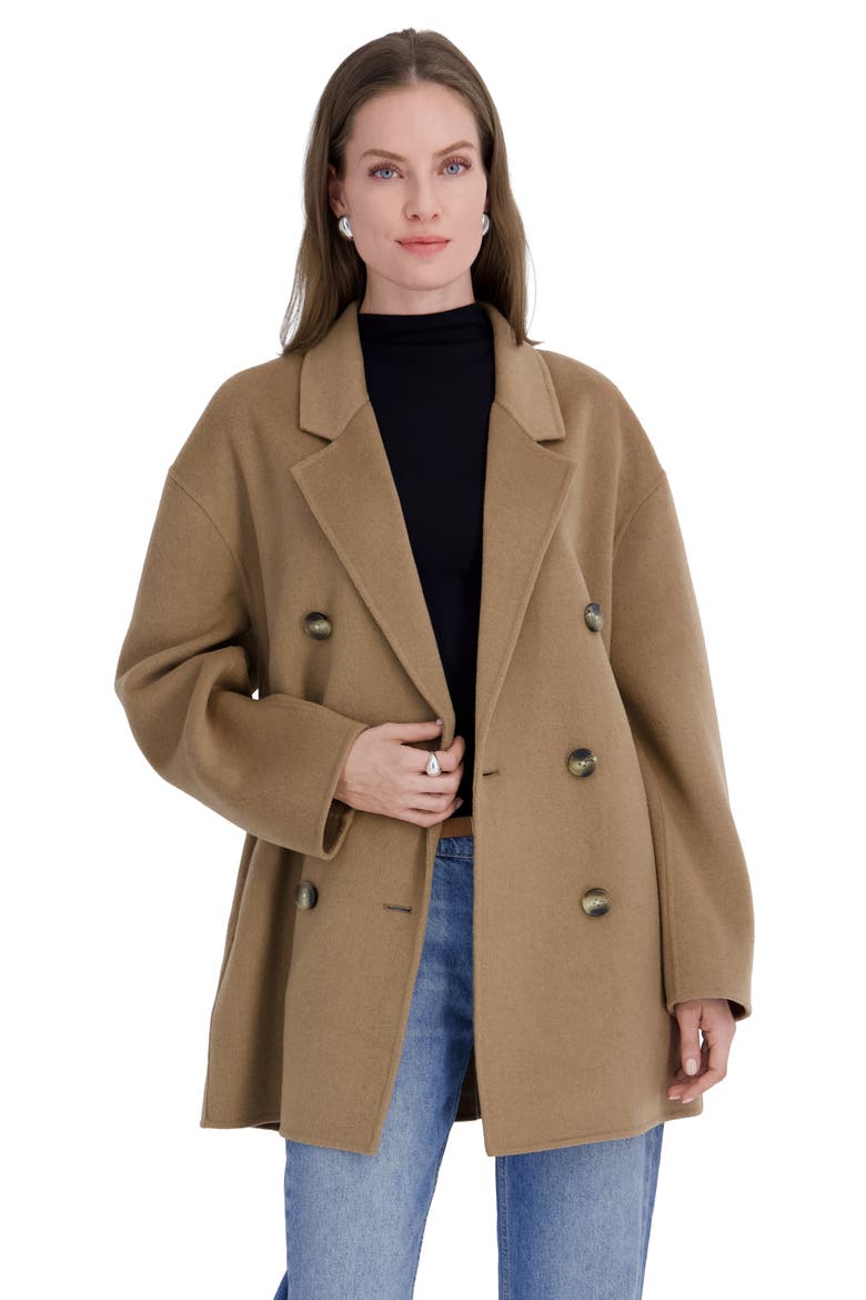 Alex Wool Blend Double Breasted Coat, Alternate, color, CAMEL