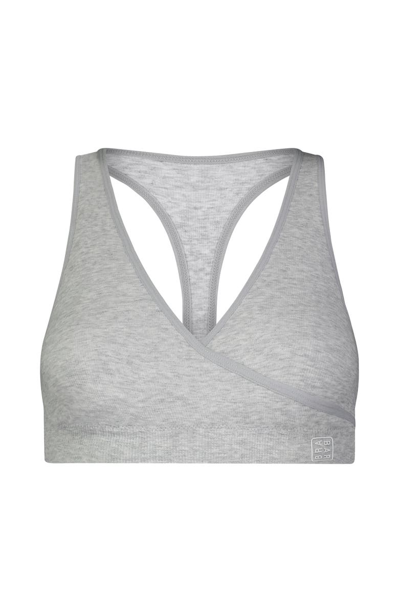BRABAR Cotton Stretch Rib Racerback Sports Bra, Main, color, Grey Heather