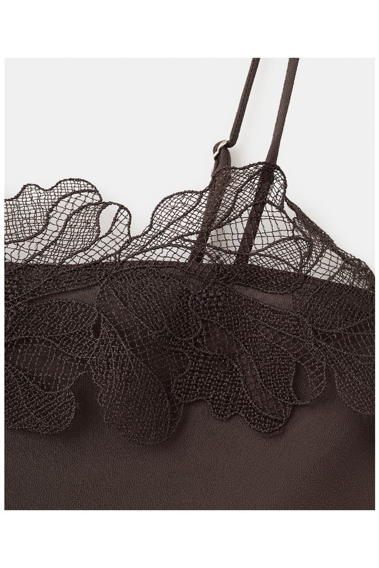 Lace Trim Satin Camisole, Alternate, color, CHOCOLATE